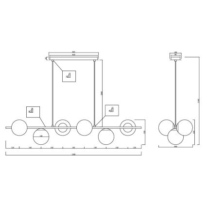 Ondaluce - Pendelleuchte mit Kabelaufhängung MONILE 6xE14/10W/230V rauchschwarz