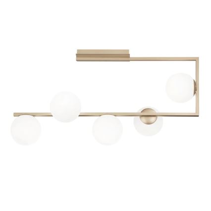 Ondaluce - Pendelleuchte mit Stange MONILE 5xE14/10W/230V gold/weiß