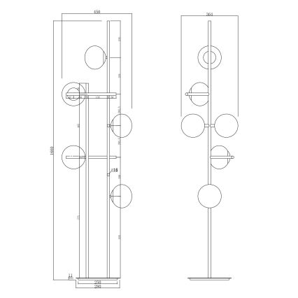 Ondaluce - Stehleuchte JEWEL 6xE14/10W/230V 166 cm gold/weiß