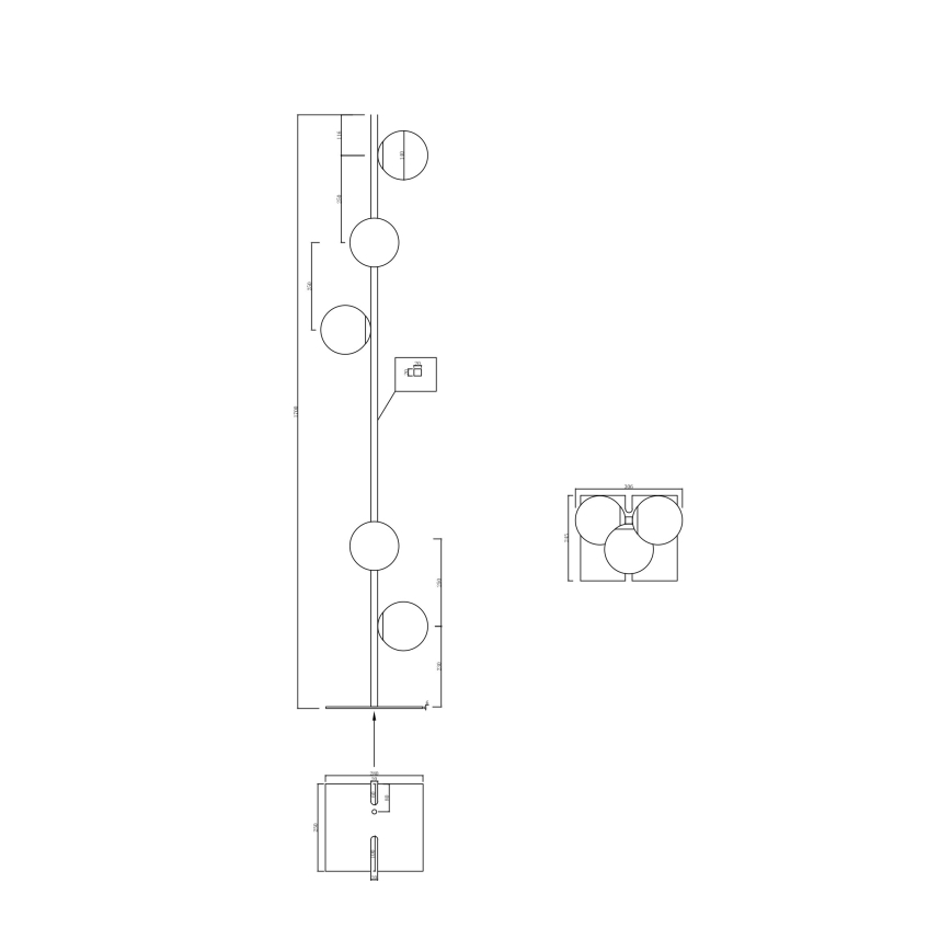 Ondaluce - Stehleuchte MONILE 5xE14/10W/230V 170 cm gold/weiß