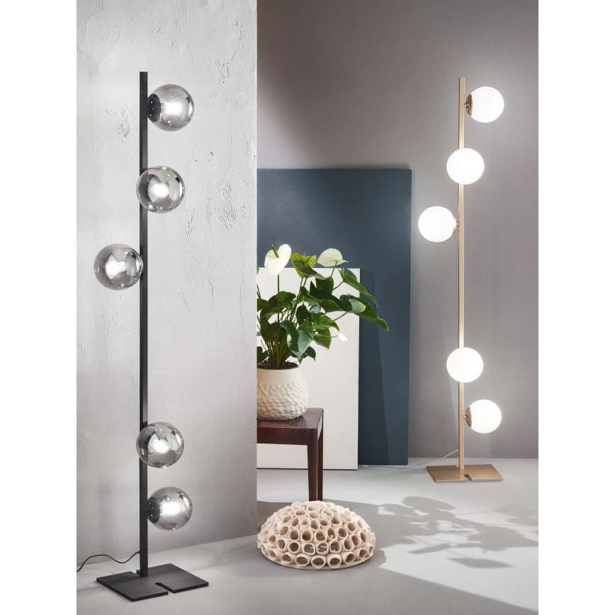 Ondaluce - Stehleuchte MONILE 5xE14/10W/230V 170 cm schwarz/rauchschwarz