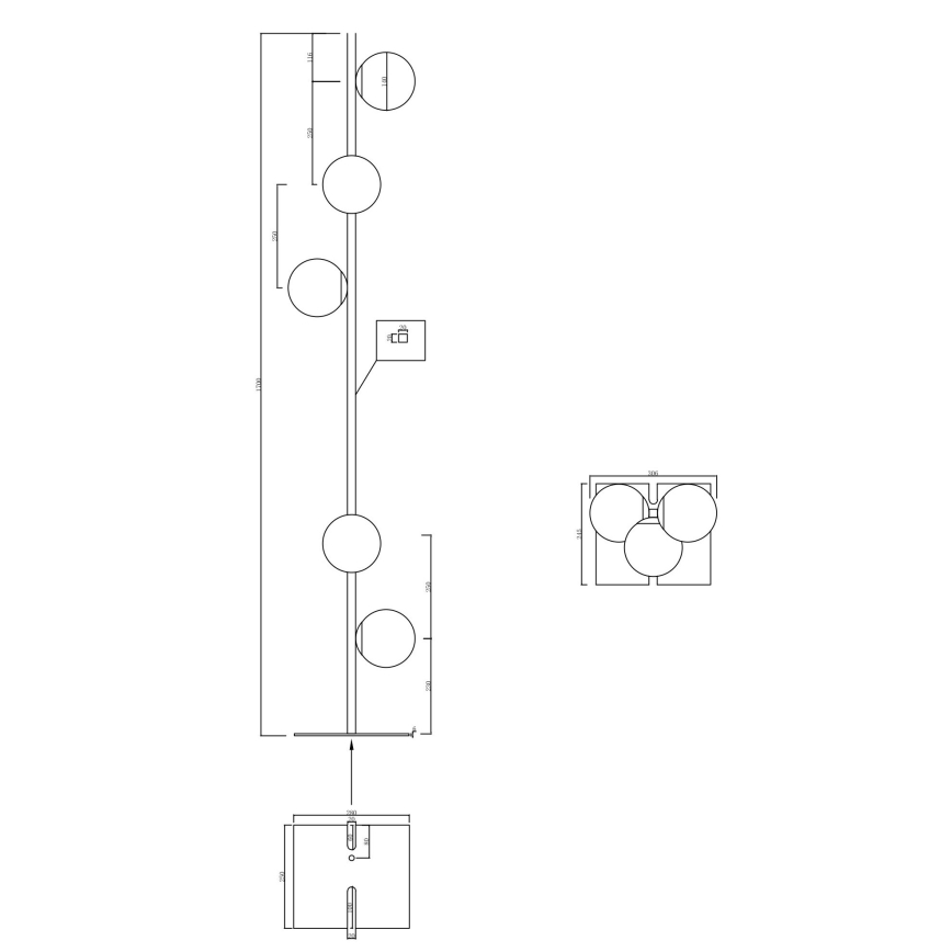 Ondaluce - Stehleuchte MONILE 5xE14/10W/230V rauchschwarz