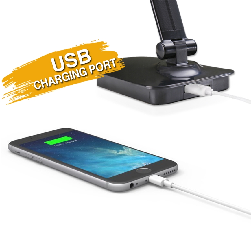 ONLI - Dimmbare LED-Tischleuchte mit USB-Anschluss DESKI LED/7W/230V 4000K schwarz