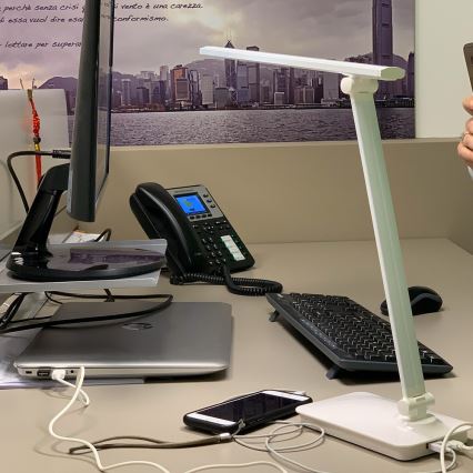 ONLI - Dimmbare LED-Tischleuchte mit Touch-Funktion und USB portem DESKI LED/7W/230V 4000K weiß