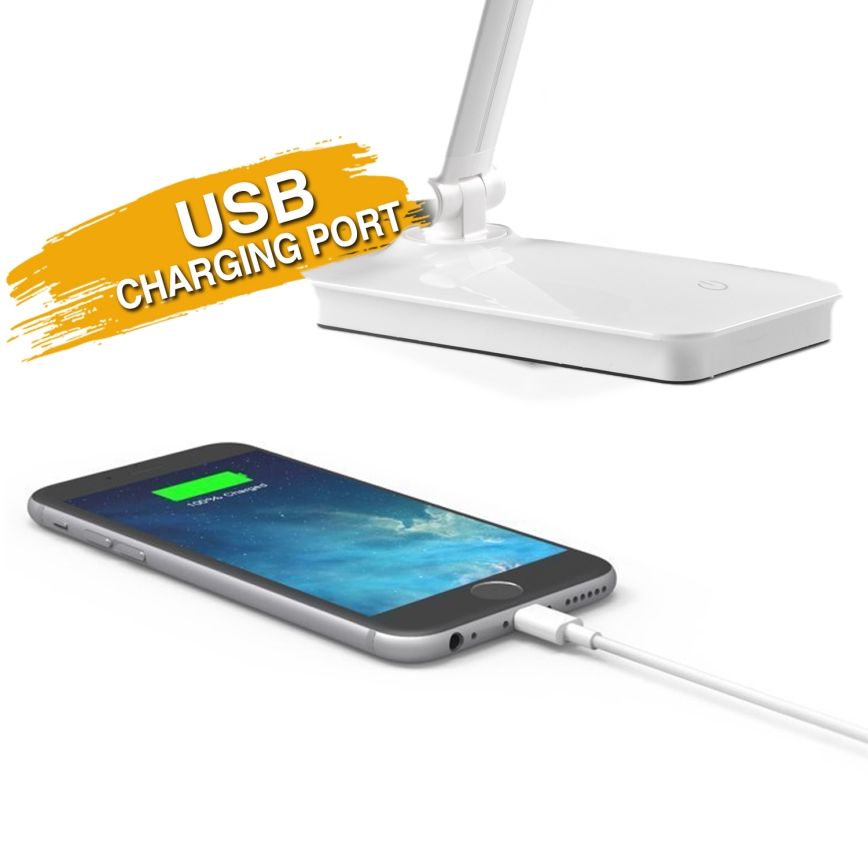 ONLI - Dimmbare LED-Tischleuchte mit Touch-Funktion und USB portem DESKI LED/7W/230V 4000K weiß