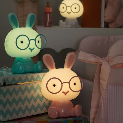 ONLI - LED Dimmbares Kinder-Nachtlicht PUPPIES LED/3W/230V 22 cm Häschen/blau
