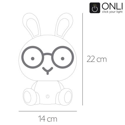 ONLI - LED Dimmbares Kinder-Nachtlicht PUPPIES LED/3W/230V 22 cm Häschen/blau