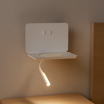 ONLI - flexible LED-Lampe mit Ablage WIK LED/6,5W/230V + LED/3W weiß