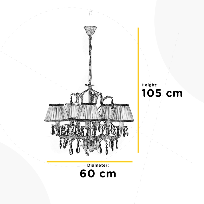 ONLI - Hängeleuchte an Kette KAREN 5xE14/6W/230V weiß