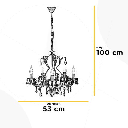 ONLI - Hängeleuchte an Kette TERESA 5xE14/6W/230V weiß