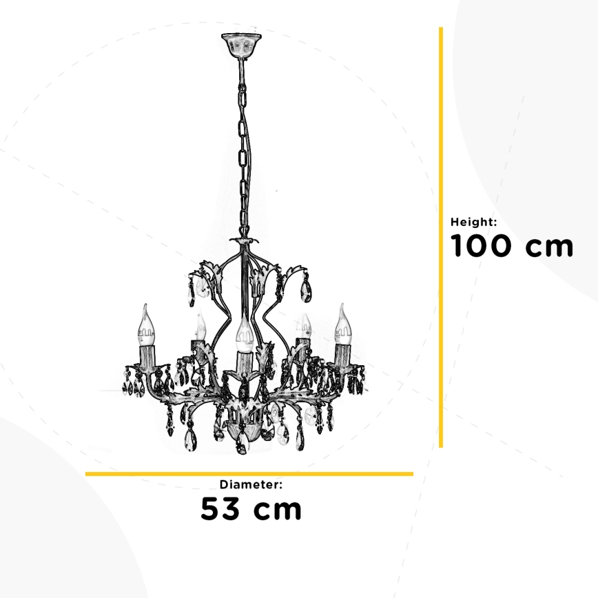 ONLI - Hängeleuchte an Kette TERESA 5xE14/6W/230V weiß