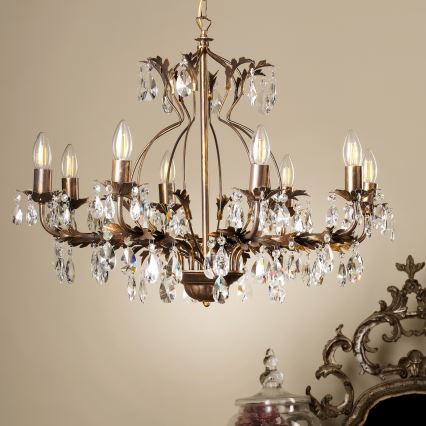 ONLI - Hängeleuchte an Kette TERESA 8xE14/6W/230V bronzen