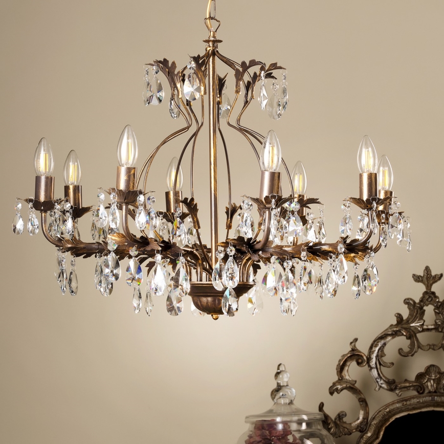 ONLI - Hängeleuchte an Kette TERESA 8xE14/6W/230V bronzen
