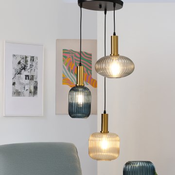 ONLI - Hängeleuchte an Schnur DOROTY 1xE27/22W/230V blau/golden