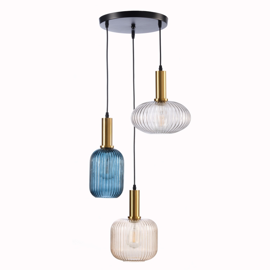 ONLI - Hängeleuchte an Schnur DOROTY 1xE27/22W/230V blau/golden