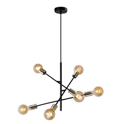 ONLI - Hängeleuchte CROSS 6xE27/22W/230V schwarz/Messing