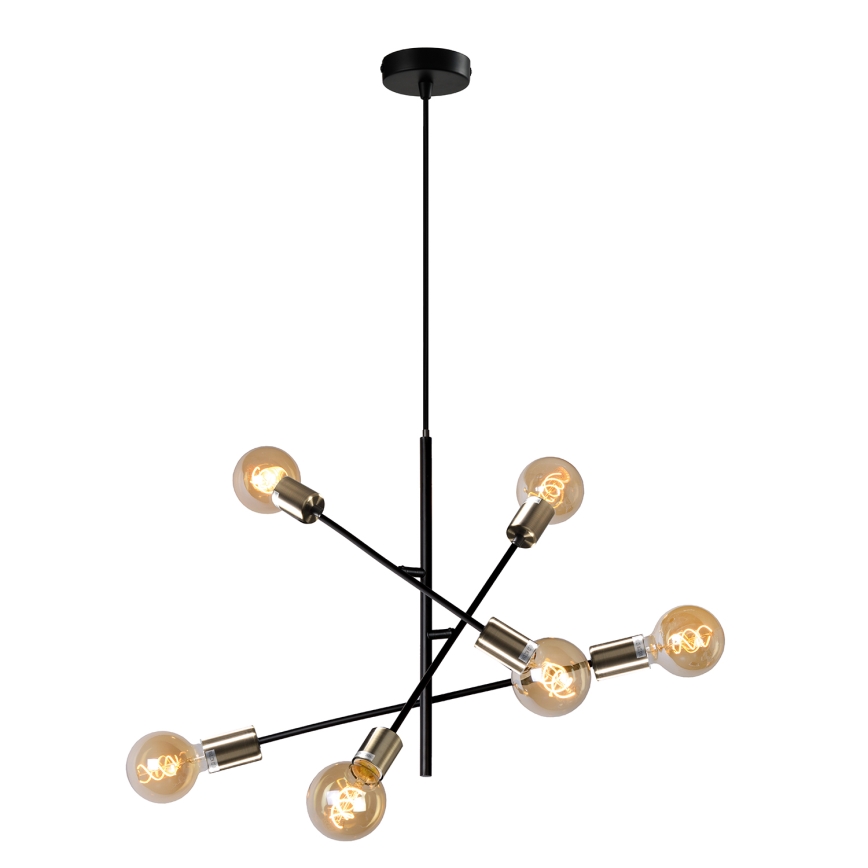 ONLI - Hängeleuchte CROSS 6xE27/22W/230V schwarz/Messing