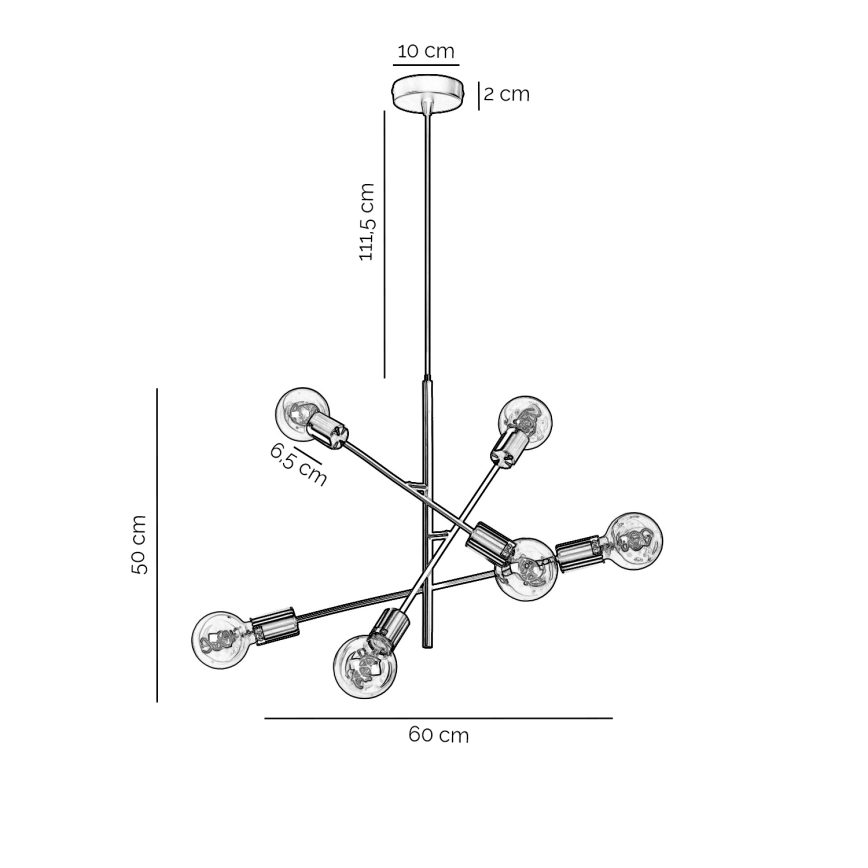 ONLI - Hängeleuchte CROSS 6xE27/22W/230V schwarz/Messing