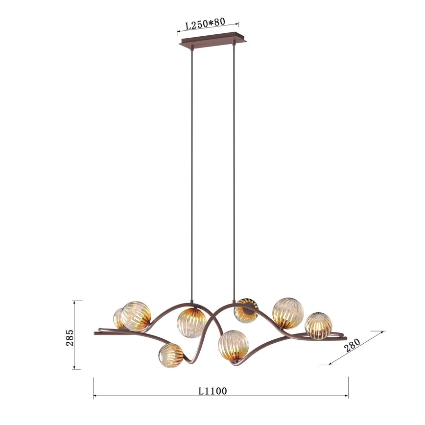ONLI - Hängeleuchte FRIDA 8xG9/10W/230V kupfern