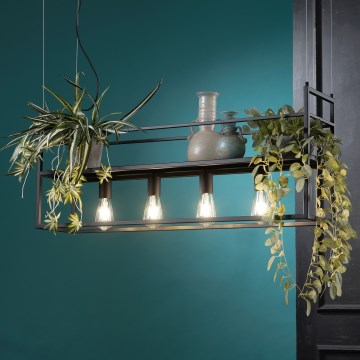 ONLI - Hängeleuchte mit Ablage JEFFER 4xE27/22W/230V schwarz