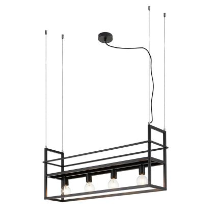ONLI - Hängeleuchte mit Ablage JEFFER 4xE27/22W/230V schwarz