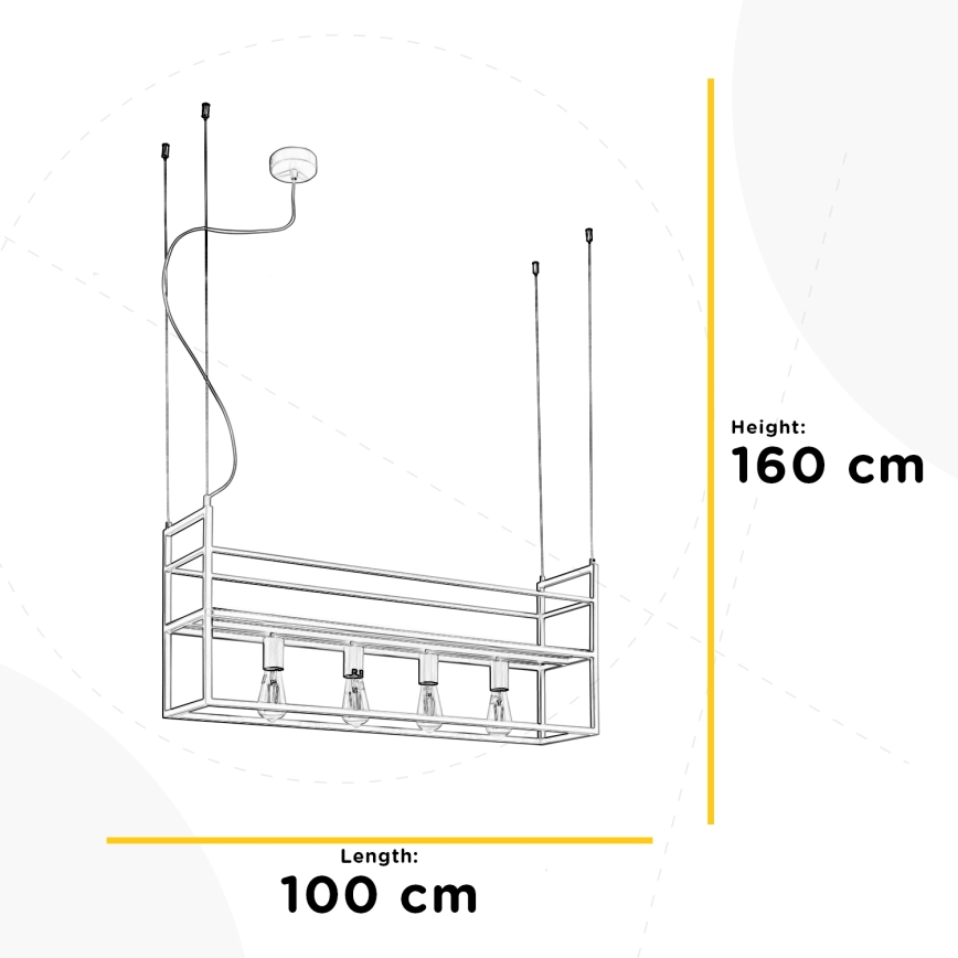 ONLI - Hängeleuchte mit Ablage JEFFER 4xE27/22W/230V weiß