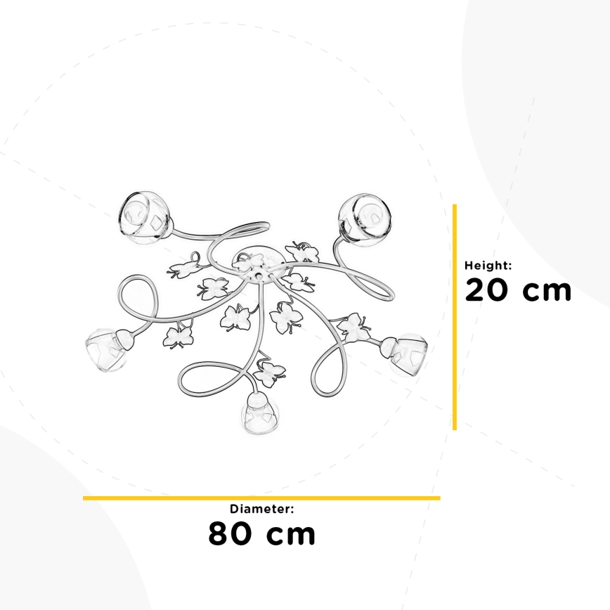 ONLI - Kinder-Aufbauleuchte BUTTERFLY 5xE14/6W/230V