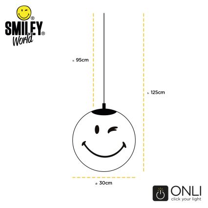 ONLI - Kinder-Pendelleuchte SMILEY mit Kabelaufhängung 1xE27/15W/230V gelb