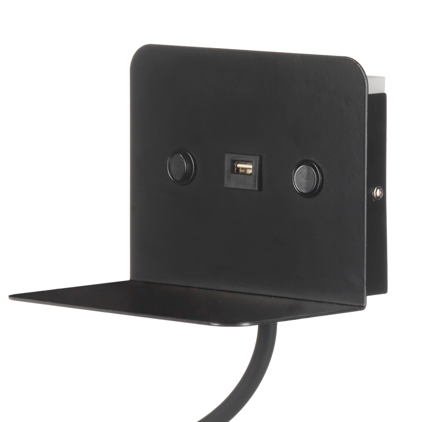 ONLI - Kleine, flexible LED-Leuchte mit Ablage und USB-Aufladung PLAK LED/1W/230V schwarz