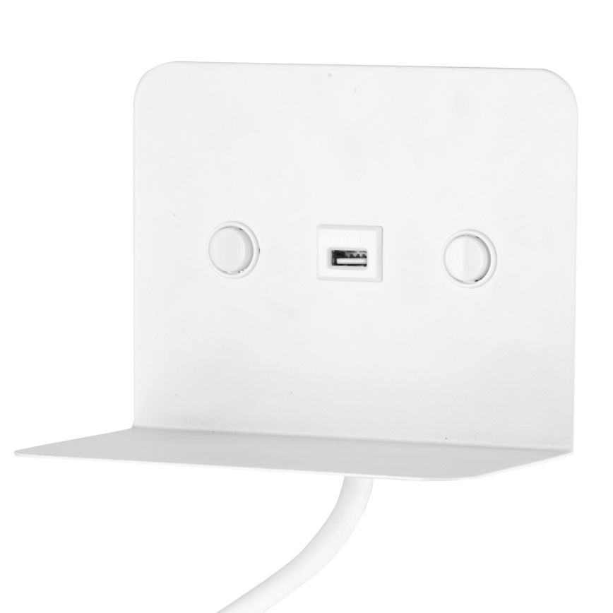 ONLI - Kleine, flexible LED-Leuchte mit Ablage und USB-Aufladung PLAK LED/1W/230V weiß