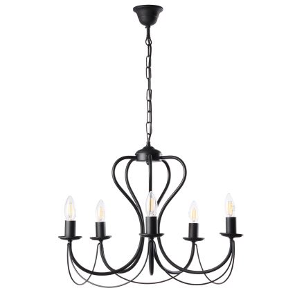 ONLI - Kronleuchter an Kette CANDELA 5xE14/6W/230V schwarz