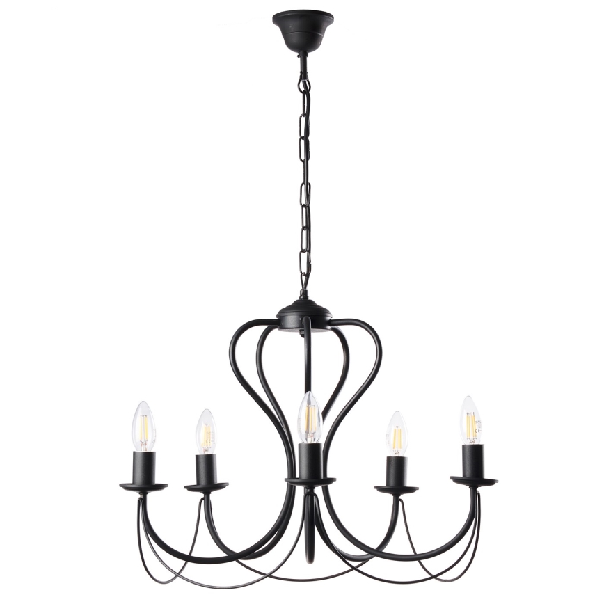 ONLI - Kronleuchter an Kette CANDELA 5xE14/6W/230V schwarz