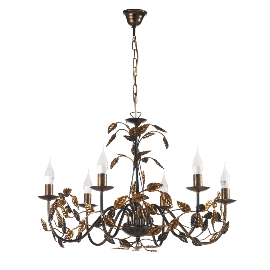 ONLI - Kronleuchter an Kette COLLANA 6xE14/6W/230V bronzen/golden
