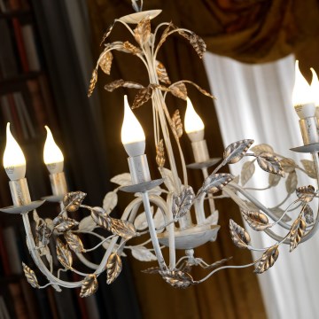 ONLI - Kronleuchter an Kette COLLANA 6xE14/6W/230V weiß/golden