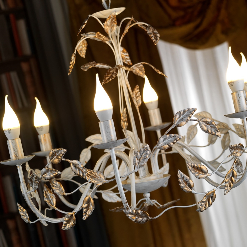 ONLI - Kronleuchter an Kette COLLANA 6xE14/6W/230V weiß/golden