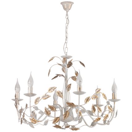 ONLI - Kronleuchter an Kette COLLANA 6xE14/6W/230V weiß/golden