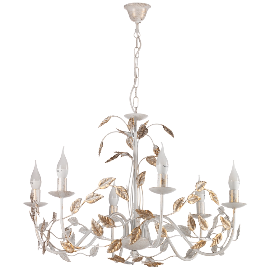 ONLI - Kronleuchter an Kette COLLANA 6xE14/6W/230V weiß/golden