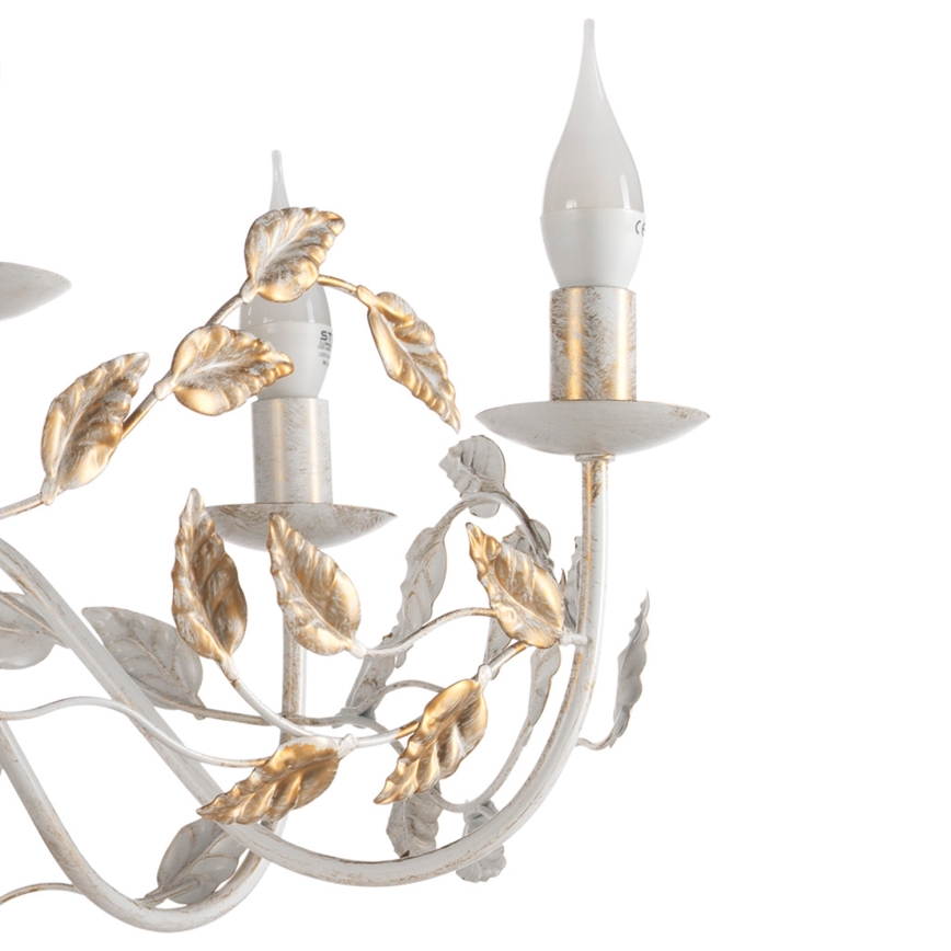 ONLI - Kronleuchter an Kette COLLANA 6xE14/6W/230V weiß/golden