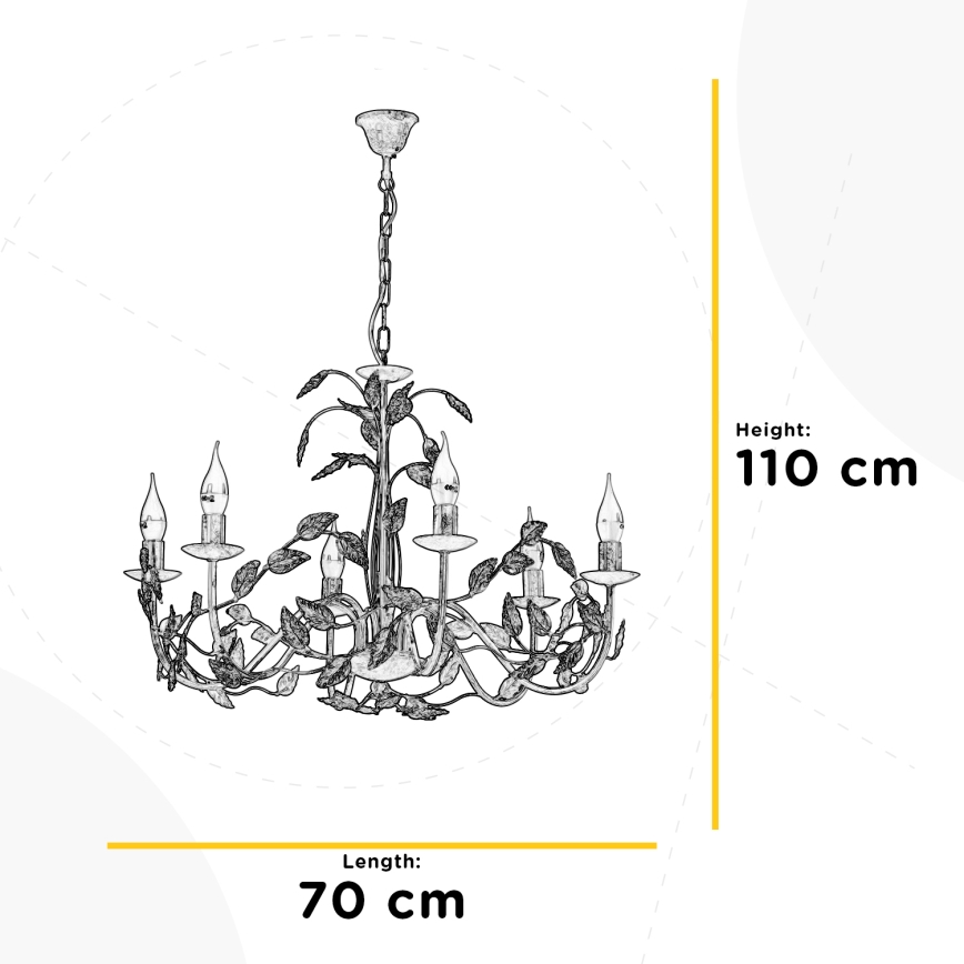 ONLI - Kronleuchter an Kette COLLANA 6xE14/6W/230V weiß/golden