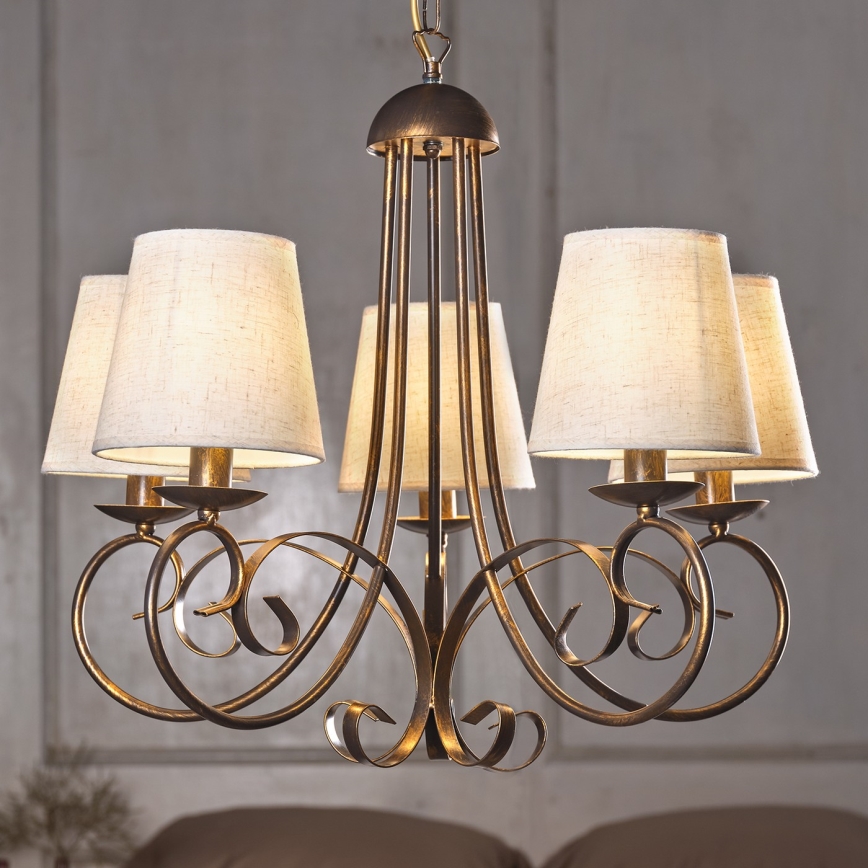 ONLI - Kronleuchter an Kette POMPEI 5xE14/6W/230V bronzen
