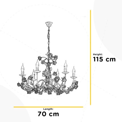 ONLI - Kronleuchter mit Kette CAROLINA 6xE14/6W/230V bronzefarben