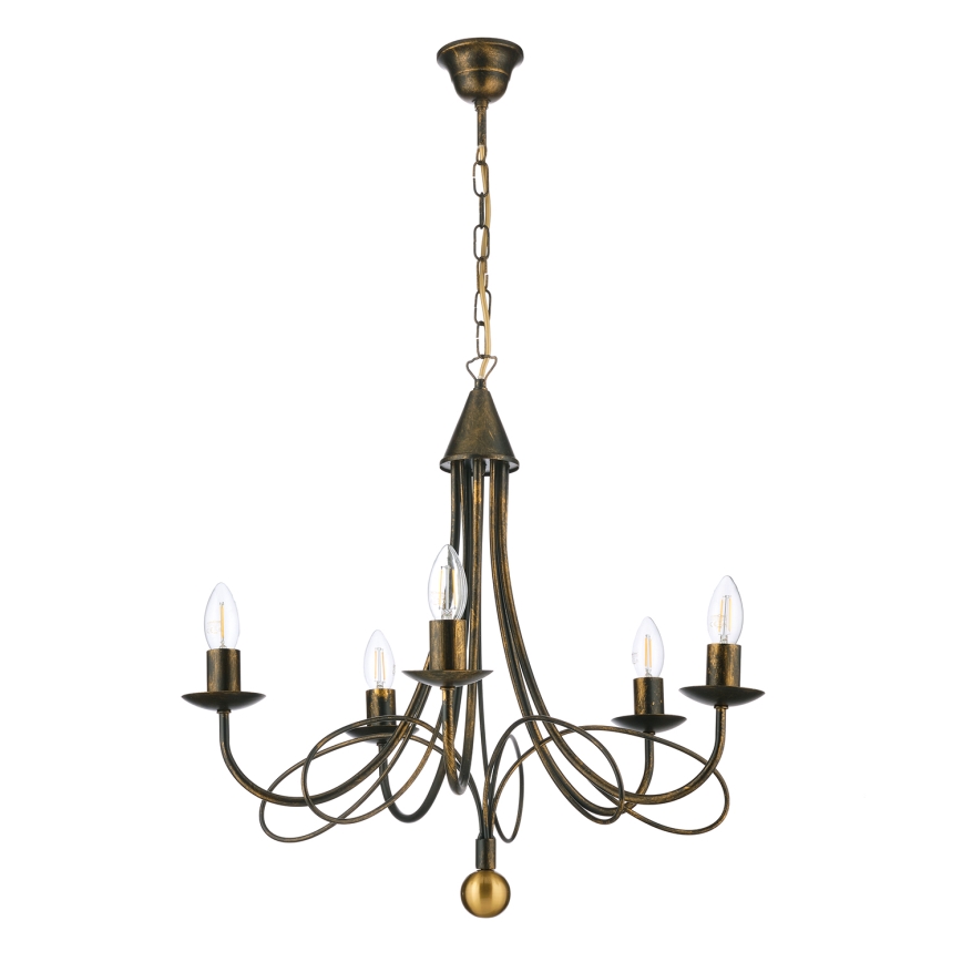 ONLI - Kronleuchter mit Kette MILVIA 5xE14/6W/230V bronzefarben