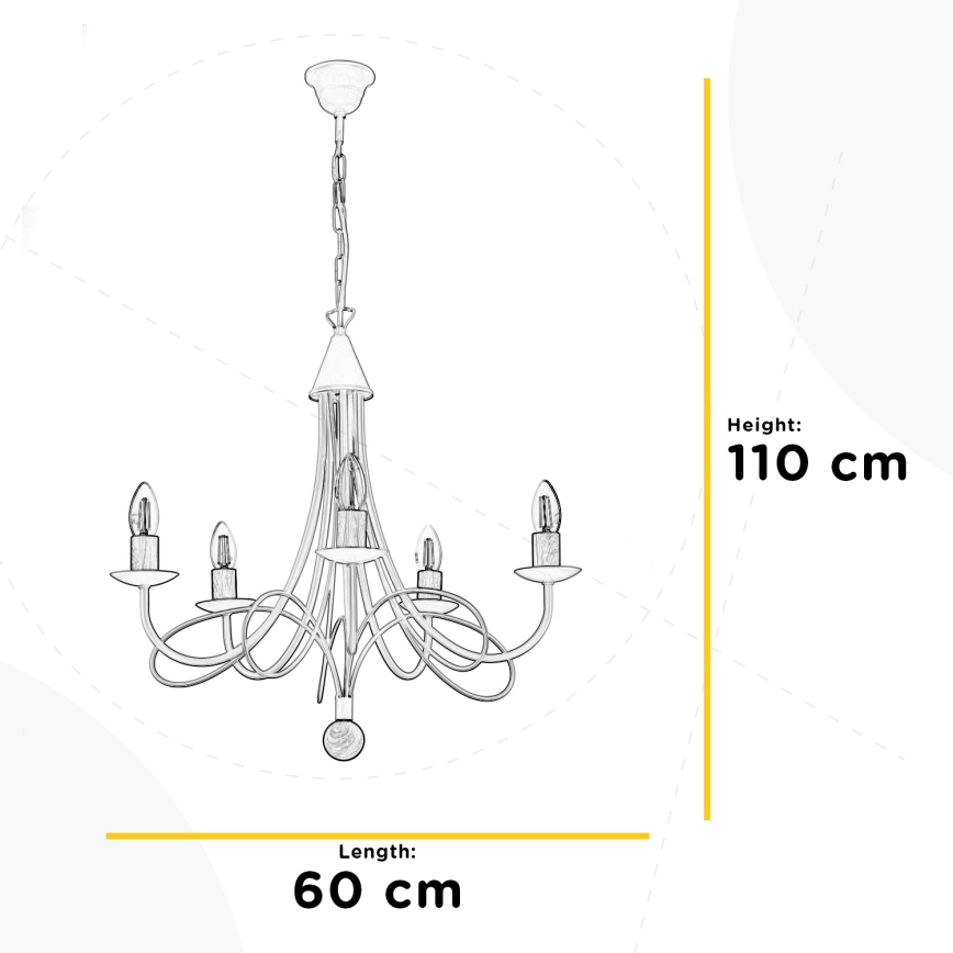 ONLI - Kronleuchter mit Kette MILVIA 5xE14/6W/230V bronzefarben