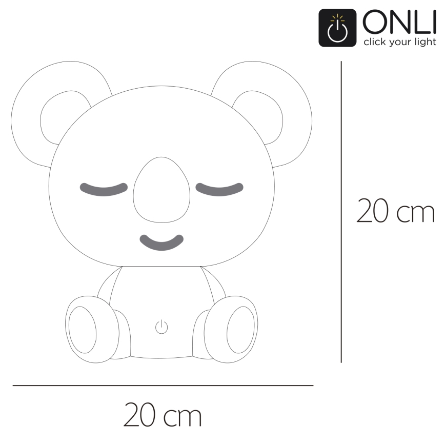 ONLI - Dimmbares LED-Kinder-Nachtlicht PUPPIES LED/3W/230V 20 cm Koala/Grün
