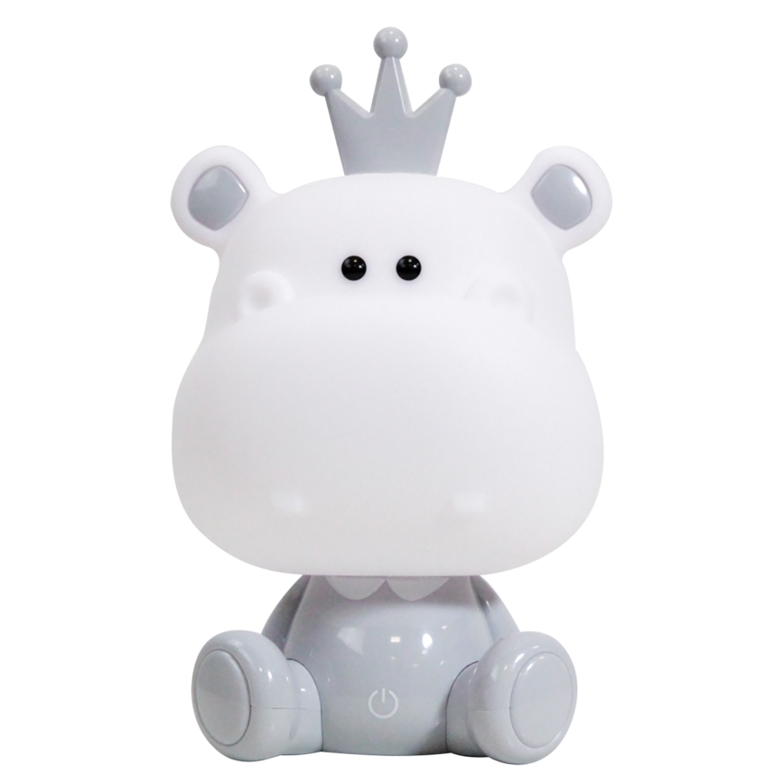 ONLI - Dimmbares LED-Kinder-Nachtlicht PUPPIES LED/3W/230V 25 cm Nilpferd/Grau