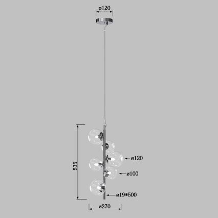 ONLI - Pendelleuchte an Stahlseil KIMBERLY 6xG9/6W/230V glänzender Chrom