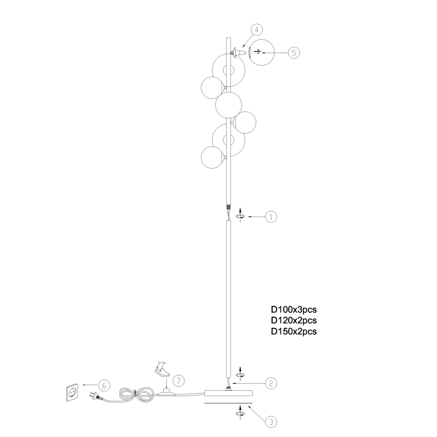 ONLI - Stehleuchte PALOMA 7xG9/10W/230V golden