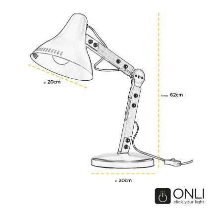 ONLI - Tischleuchte ARCHITETTO 1xE27/22W/230V 62 cm grau/braun
