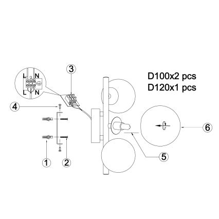 ONLI - Wandleuchte PALOMA 3xG9/10W/230V schwarz/rauchig