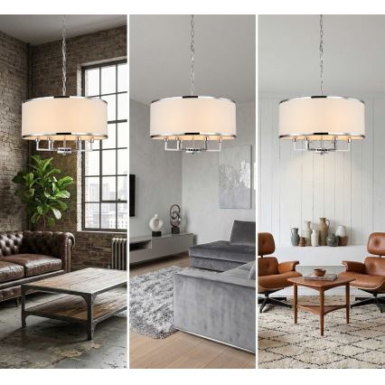 Open Design OR80209 - Kronleuchter an Kette CASA 3xE14/12W/230V creme/hochglanzchrom